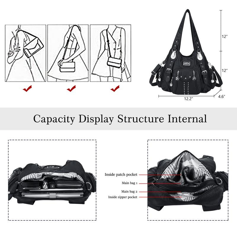 Angel Kiss Purses for Women Soft PU Leather Large Hobo Bags for Women Shoulder Bag Springtok