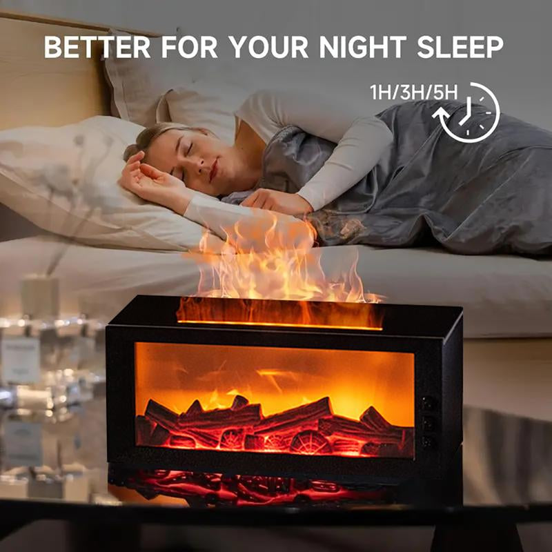 Colorful Flame Fireplace Aroma Diffuser 300Ml Waterless Auto-Off Air Humidifier with Timer Remote Control