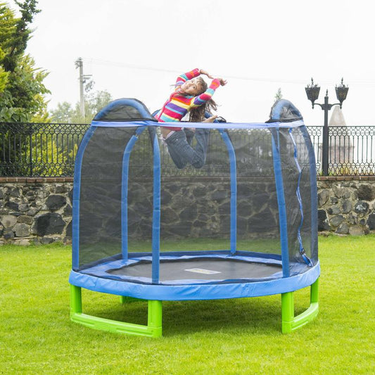 7-Foot My First Trampoline Hexagon (Ages 3-10) for Kids, Blue/Green