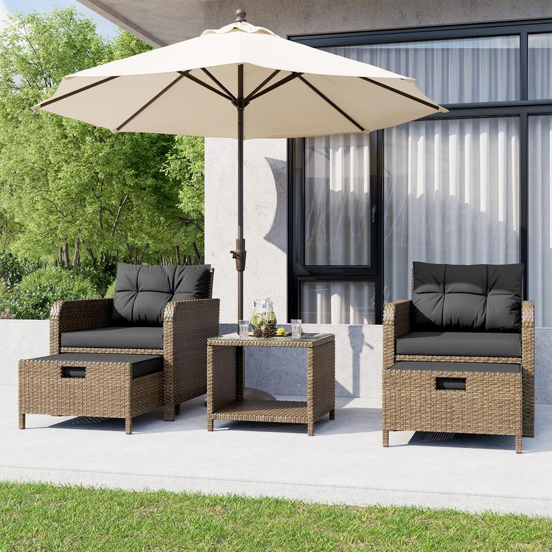 [2-Package Shipping] LHBCRAFT 5 Pieces Patio Set, Outdoor Patio Set, Patio Furniture Set, Conversation Set, 2 Person Patio Set, Ourdoor Wicker Sofa Set