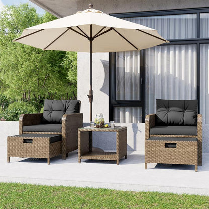 [2-Package Shipping] LHBCRAFT 5 Pieces Patio Set, Outdoor Patio Set, Patio Furniture Set, Conversation Set, 2 Person Patio Set, Ourdoor Wicker Sofa Set