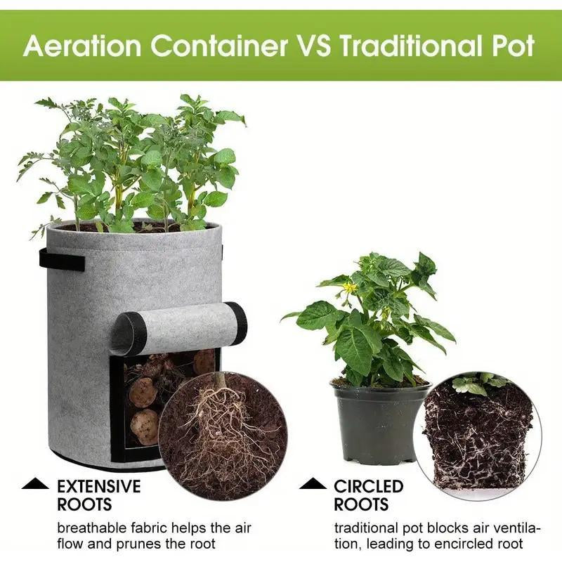 Potato Grow Bag, 4 Counts/Set Planting Bag with Harvest Window & Handle, Raised Garden Beds, Modern Planter Pots for Potatoes, Tomatoes & Vegetables, Garden Accessories