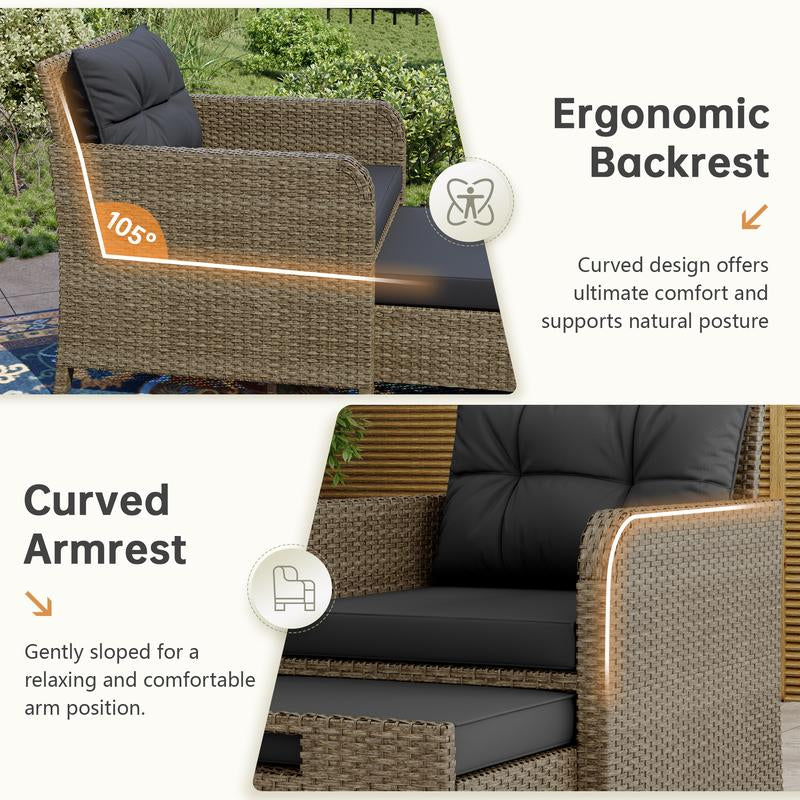 [2-Package Shipping] LHBCRAFT 5 Pieces Patio Set, Outdoor Patio Set, Patio Furniture Set, Conversation Set, 2 Person Patio Set, Ourdoor Wicker Sofa Set