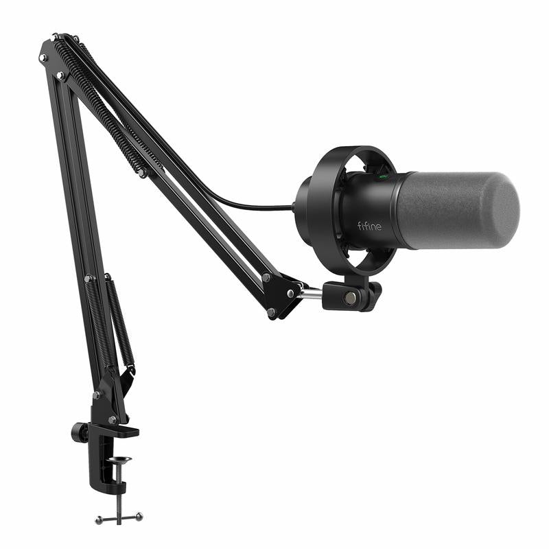 Fifine K688CT Dynamic Microphone with Boom Arm, Studio Vocal XLR Microphone, Podcast USB Mic Kit for PC with Mute Button, Volume Knob, Headphone Jack, for Streaming Recording Gaming