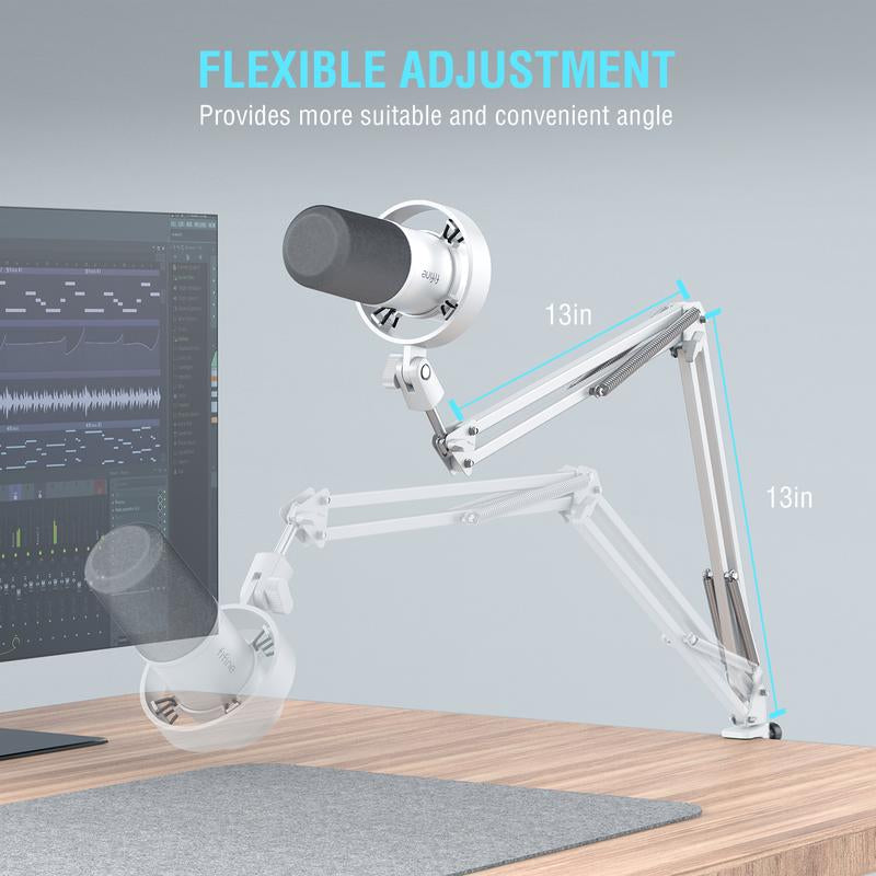 Fifine K688CT Dynamic Microphone with Boom Arm, Studio Vocal XLR Microphone, Podcast USB Mic Kit for PC with Mute Button, Volume Knob, Headphone Jack, for Streaming Recording Gaming