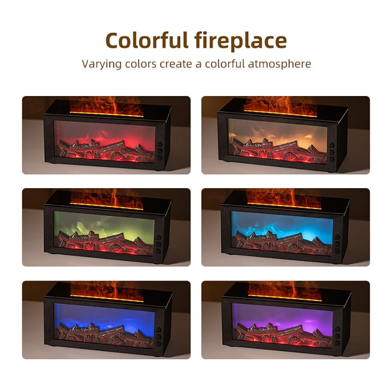 Colorful Flame Fireplace Aroma Diffuser 300Ml Waterless Auto-Off Air Humidifier with Timer Remote Control