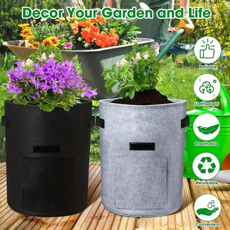 Potato Grow Bag, 4 Counts/Set Planting Bag with Harvest Window & Handle, Raised Garden Beds, Modern Planter Pots for Potatoes, Tomatoes & Vegetables, Garden Accessories