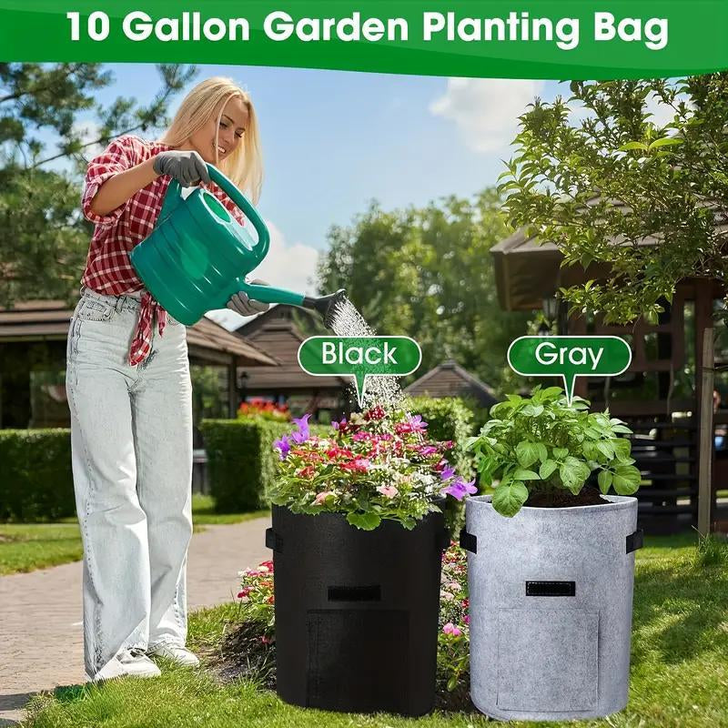 Potato Grow Bag, 4 Counts/Set Planting Bag with Harvest Window & Handle, Raised Garden Beds, Modern Planter Pots for Potatoes, Tomatoes & Vegetables, Garden Accessories