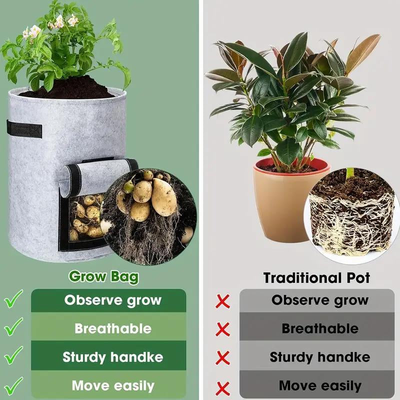 Potato Grow Bag, 4 Counts/Set Planting Bag with Harvest Window & Handle, Raised Garden Beds, Modern Planter Pots for Potatoes, Tomatoes & Vegetables, Garden Accessories