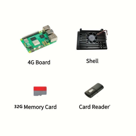 Official Original Raspberry Pi 5 Cortex-A76 Linux 4GB Board Kit Case 32G Memory Card Reader